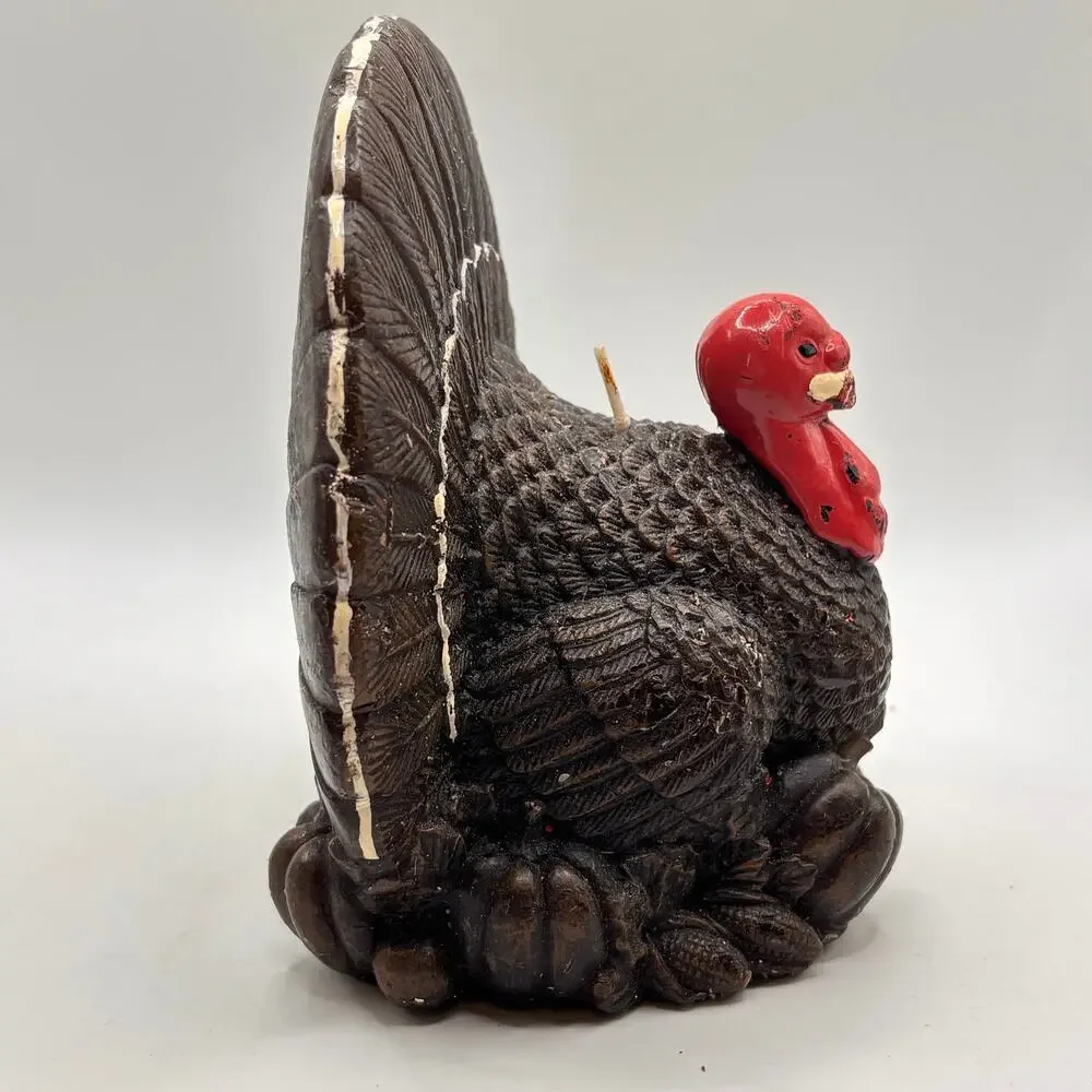 Vintage Gurley Hand Painted Molded Thanksgiving Turkey Candle Unused Rare Decor